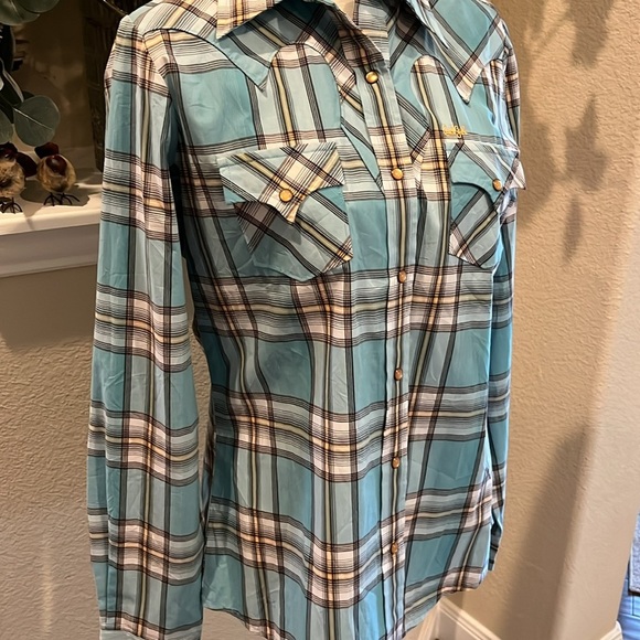 Cruel Girl Snap Button Long Sleeve Western Shirt Size L - Picture 2 of 16